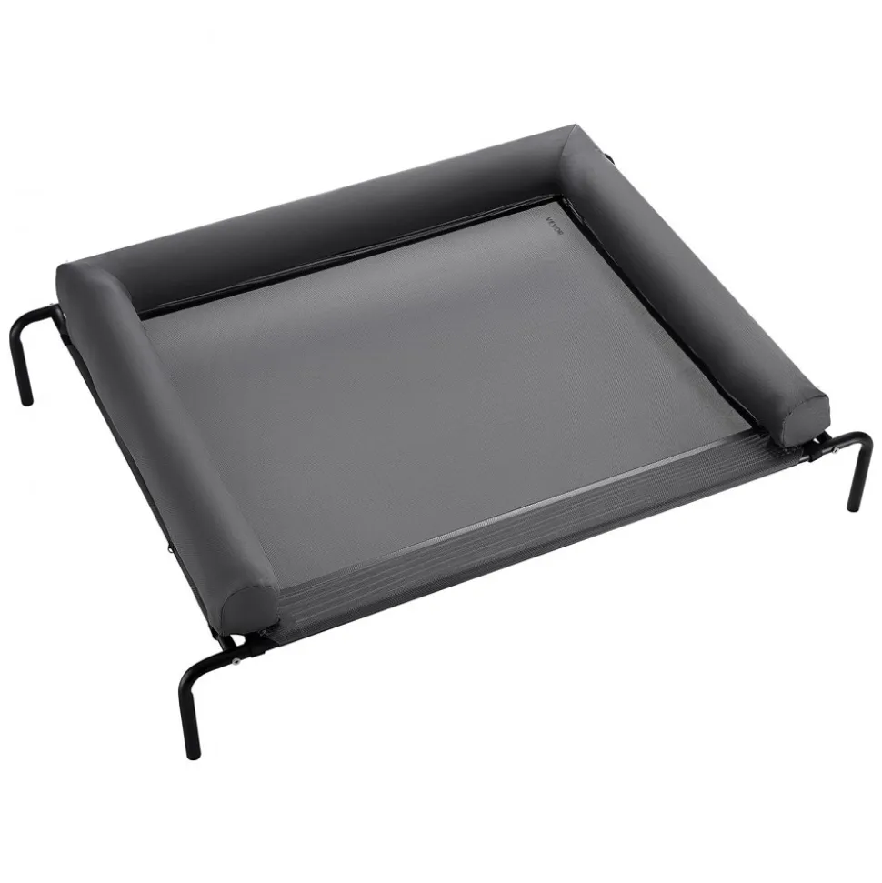 VEVOR Elevated Dog Bed for Large Dogs, Portable Raised Dog Cot with Washable Pillow, Indoor & Outdoor Pet Cooling Raised Hammock Bed with Steel Metal Frame and Breathable Teslin Mesh, XL, Gray