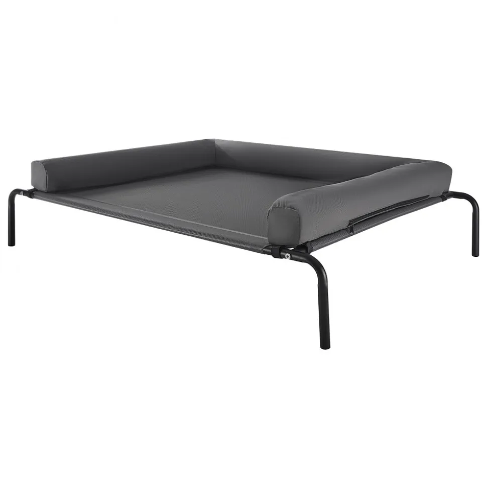 VEVOR Elevated Dog Bed for Large Dogs, Portable Raised Dog Cot with Washable Pillow, Indoor & Outdoor Pet Cooling Raised Hammock Bed with Steel Metal Frame and Breathable Teslin Mesh, XL, Gray