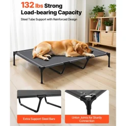 VEVOR Elevated Dog Bed for Large Dogs, Portable Raised Dog Cot with Aluminum Tube Metal Frame and Breathable Textilene Mesh, Indoor & Outdoor Pet Cooling Raised Hammock Bed, XL, Gray