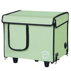 VEVOR Elevated Heated Cat House, Cuboid Kitty Shelter with Adjustable Temperature and Timer, 900D Oxford Cloth Foldable Cat Shelter with Heated Pad for Winter to Stay Warm and Cozy, Green (Small)