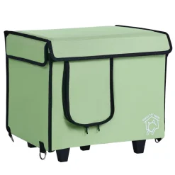 VEVOR Elevated Heated Cat House, Cuboid Kitty Shelter with Adjustable Temperature and Timer, 900D Oxford Cloth Foldable Cat Shelter with Heated Pad  for Winter to Stay Warm and Cozy, Green (Small)