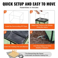 VEVOR Elevated Heated Cat House, Cuboid Kitty Shelter with Adjustable Temperature and Timer, 900D Oxford Cloth Foldable Cat Shelter with Heated Pad  for Winter to Stay Warm and Cozy, Green (Small)