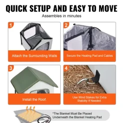 VEVOR Elevated Heated Cat House, Outdoor Kitty Shelter with Timer, 600D Oxford Cloth Foldable Cat Shelter with Heated Pad for Winter to Stay Warm and Cozy, Green (Small)