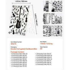 VEVOR Embossing Folders, 15 Pieces, 4.13 x 5.83 in, Background Embossed Plates for VEVOR Die Cutting and Embossing Machine, PP Plastic Embossed Stencil Template for Scrapbooking and Card Making