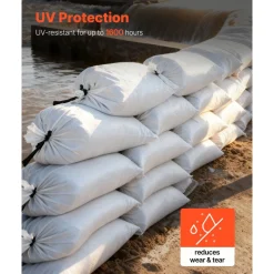 VEVOR Empty Sandbags, 100 Packs 16 x 26 in, Heavy Duty Sand Bags Sacks with Ties, 50lb Capacity Woven Polypropylene Sandbags, Tear-Resistant & UV-Resistant Sand Bags for Flood Protection Barrier