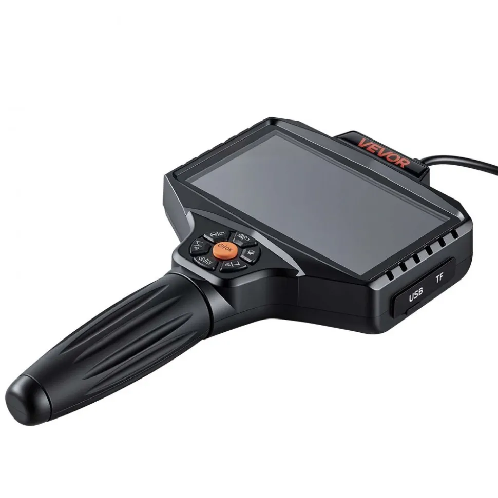 VEVOR Endoscope with Light, 360° View Coverage Industrial Borescope Inspection Camera with Rotating Probe, 1080P HD Rigid Snake Scope Cam for Wall Automotive Engine Inspect-16.4FT