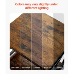 VEVOR End Table, 2-Tier Square Side Table with Open Storage Shelves, Modern Nightstand Bedside Desk with X-Design Metal Frame, Wood Sofa Coffee Desk for Living Room, Bedroom, Office, Dorm, Brown