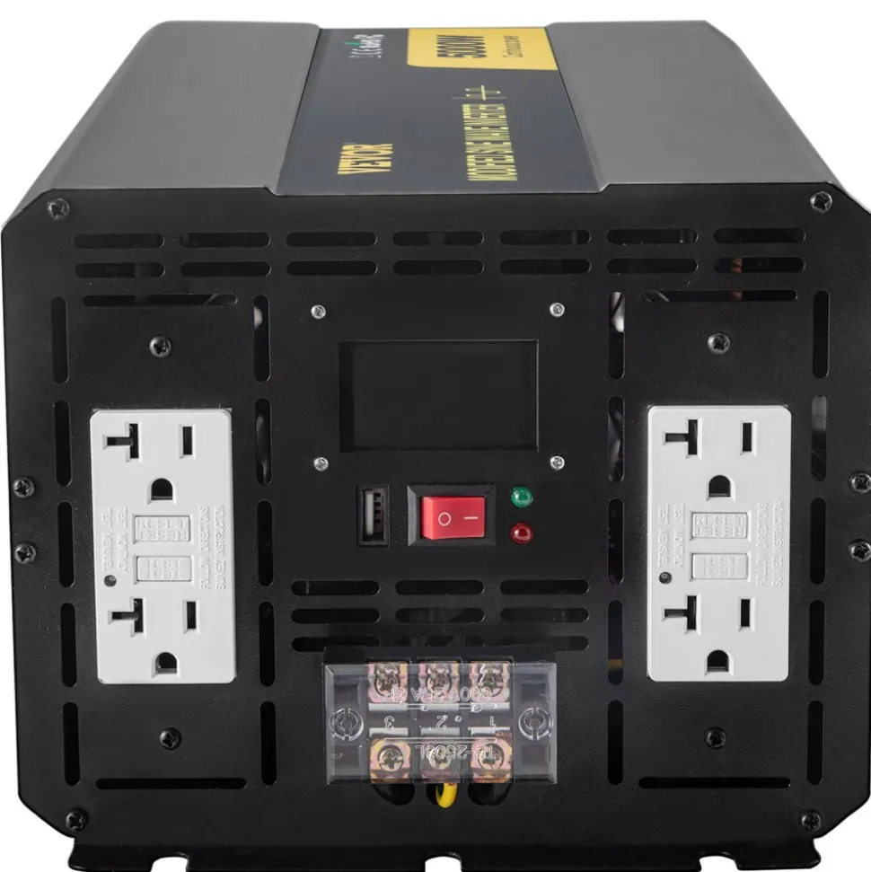 VEVOR Energy Converter, 5000W Modified Wave Transformer, 12V DC to 110V AC Vehicle Adapter, featuring LCD Screen, Remote Control, LED Light, and GFCI Sockets for RVs, Trucks, Boats, and Outdoor Adv