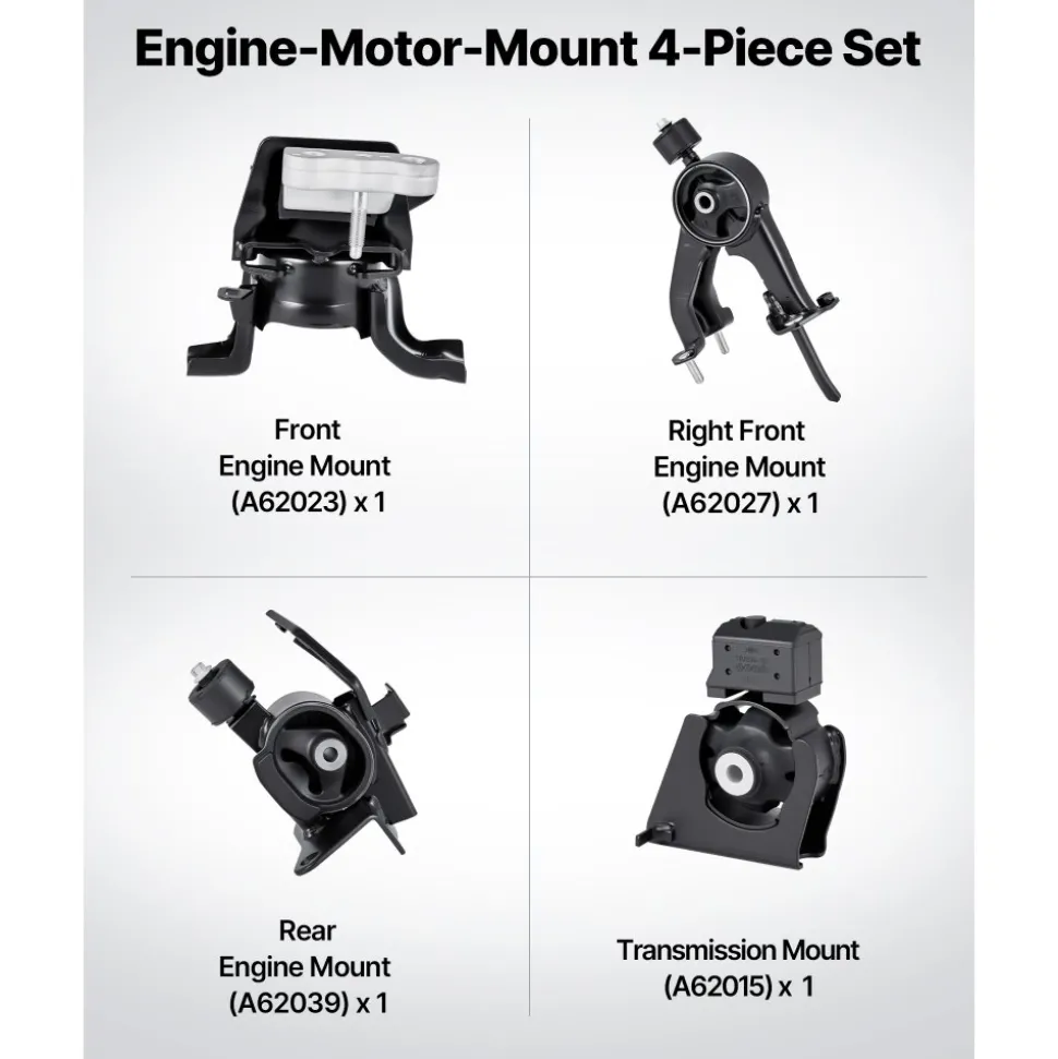 VEVOR Engine and Transmission Motor Mount Kit Replacement, Set of 4, Compatible with 2009–2013 Toyota Corolla 1.8L L4, Replace OE# A62015, A62039, A62027, A62023, Secure Support