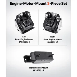VEVOR Engine and Transmission Motor Mount Kit Replacement, Set of 3, Compatible with 2007–2013 Chevrolet Silverado 1500 5.3L V8, Replace OE# A5365, A5365, A2638, Secure Support