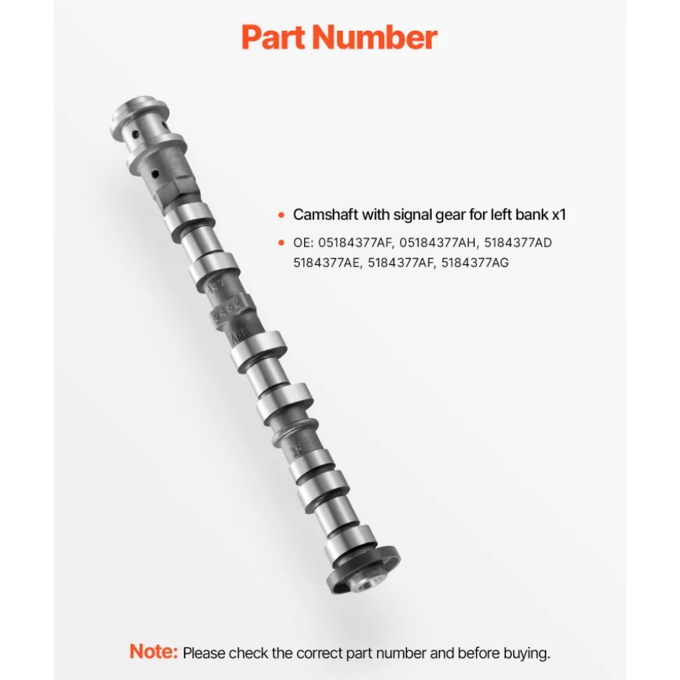 VEVOR Engine Camshaft, 05184377AF 05184377AH 5184377AD 5184377AE 5184377AF 5184377AG Cam Replacement, Work with 2011-2015 Jeep Grand Cherokee, 2011-2019 Dodge Journey, 3.6L V6