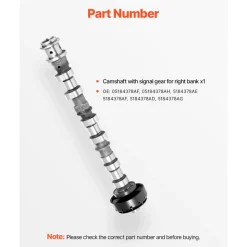VEVOR Engine Camshaft, 05184378AF 05184378AH 5184378AE 5184378AF 5184378AD 5184378AG Cam Replacement, Fit 2018 Jeep Wrangler JK, 2011-2019 Dodge Journey, 2013-2018 Ram 1500, 2012 Ram C/V Base, 3.6L V6