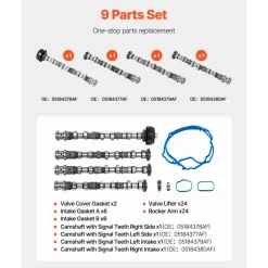 VEVOR Engine Camshafts Rockers Arm Lifters Kit, Cam Replacement for 2011-2016 Jeep Cherokee/Wrangler/Grand Cherokee, 2011-2016 Dodge Caravan/Journey/Durango