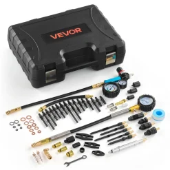 VEVOR Engine Cylinder Compression Tester Kit, 0-700 PSI Pressure Gauge & 0-100 PSI Leak Gauge, Automotive Leak Down Tester Kit with 4 Adapters, Pressure Check & Leakage Rate Test on Cars, Motorcycles