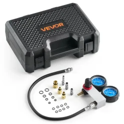 VEVOR Engine Cylinder Compression Tester Kit, Pressure Gauge Range of 0-100 PSI, Automotive Leak Down Tester Kit with 4 Adapters & Air Fittings, Pressure Check & Leakage Rate Test on Cars, Motorcycles