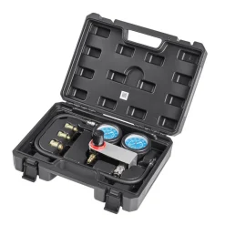 VEVOR Engine Cylinder Compression Tester Kit, Pressure Gauge Range of 10-200 PSI, Compression Tester Kit with 4 Adapters, Straight & Angled Extended Metal Tubes for Automotive Cars and Motorcycles