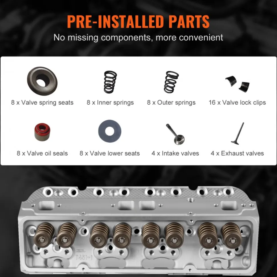 VEVOR Engine Cylinder Head Assembly Replacement, Aluminum Engine Cylinder Head Kit, Compatible with Small Block Chevrolet Engines, SBC 327/ 350/ 383, Corvette, Camaro, Z06