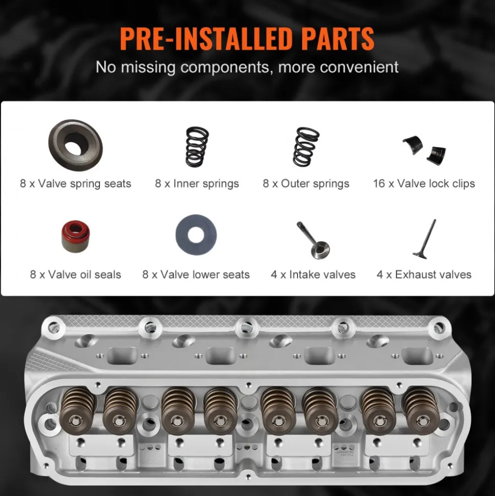 VEVOR Engine Cylinder Head Assembly Replacement, Aluminum Engine Cylinder Head, Compatible with Small Block Ford Engines, SBF GT40/ 289 / 302/ 1994 and Later 351W SBF Engines, FORD Mustang, GT40