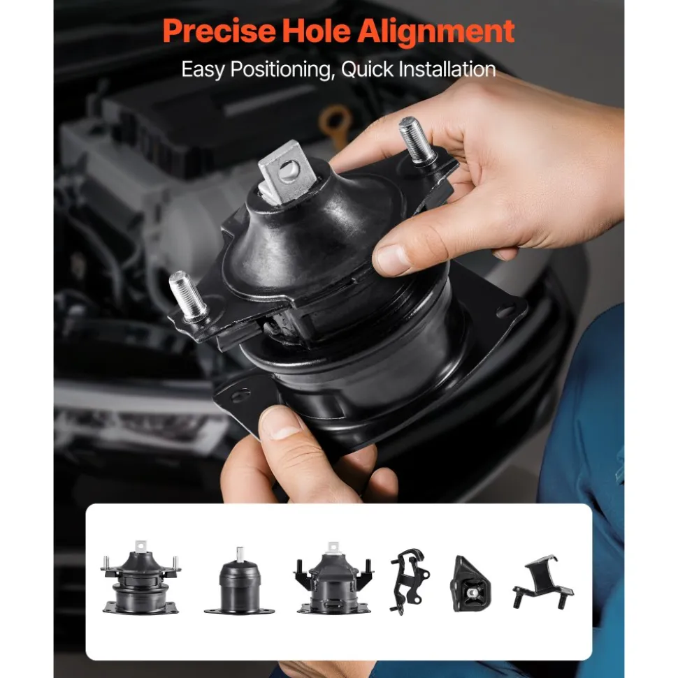 VEVOR Engine Motor Mount and Transmission Mount Kit Replacement, Set of 6, Compatible with 2003–2007 Honda Accord 3.0L V6, Replace OE# A4526HY, A4517, A4527HY, A4524, A4544, A4525, Secure Support