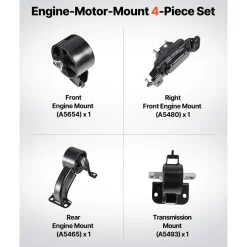 VEVOR Engine Motor Mount and Transmission Mount Kit Replacement, Set of 4, Compatible with 2008–2010 Chrysler Town & Country 3.3L, Replace OE# A5654, A5480, A5465, A5493, Secure Support