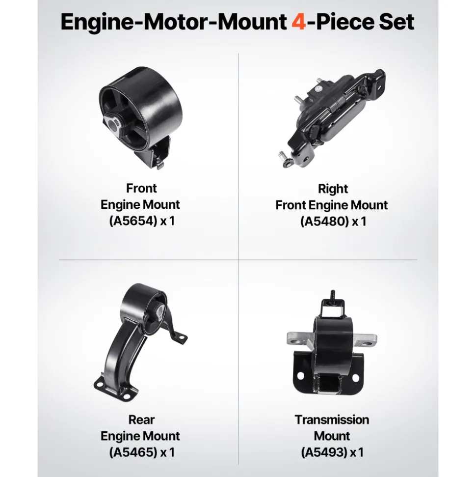 VEVOR Engine Motor Mount and Transmission Mount Kit Replacement, Set of 4, Compatible with 2008–2010 Chrysler Town & Country 3.3L, Replace OE# A5654, A5480, A5465, A5493, Secure Support