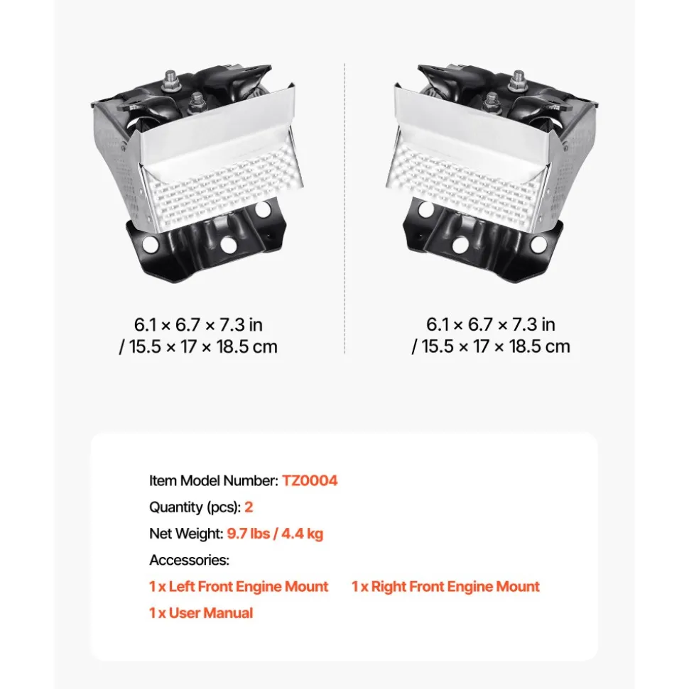 VEVOR Engine Motor Mount Kit Replacement, Set of 2, Compatible with 2007–2013 Chevrolet Silverado 1500 5.3L V8, Replace OE# A5365, A5365, Secure Support, Left and Right Front Mounts