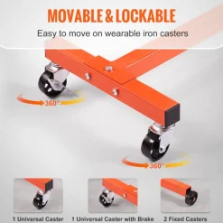VEVOR Engine Stand, 1300 lbs (3/5 Ton) Rotating Engine Motor Stand with 360 Degree Adjustable Head, Cast Iron Motor Hoist Dolly, 4-Caster, 4 Adjustable Arms, for Vehicle Maintenance, Auto Repair