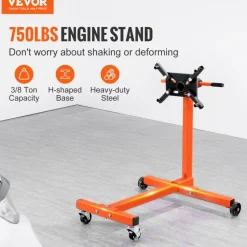 VEVOR Engine Stand, 1300 lbs (3/5 Ton) Rotating Engine Motor Stand with 360 Degree Adjustable Head, Cast Iron Motor Hoist Dolly, 4-Caster, 4 Adjustable Arms, for Vehicle Maintenance, Auto Repair