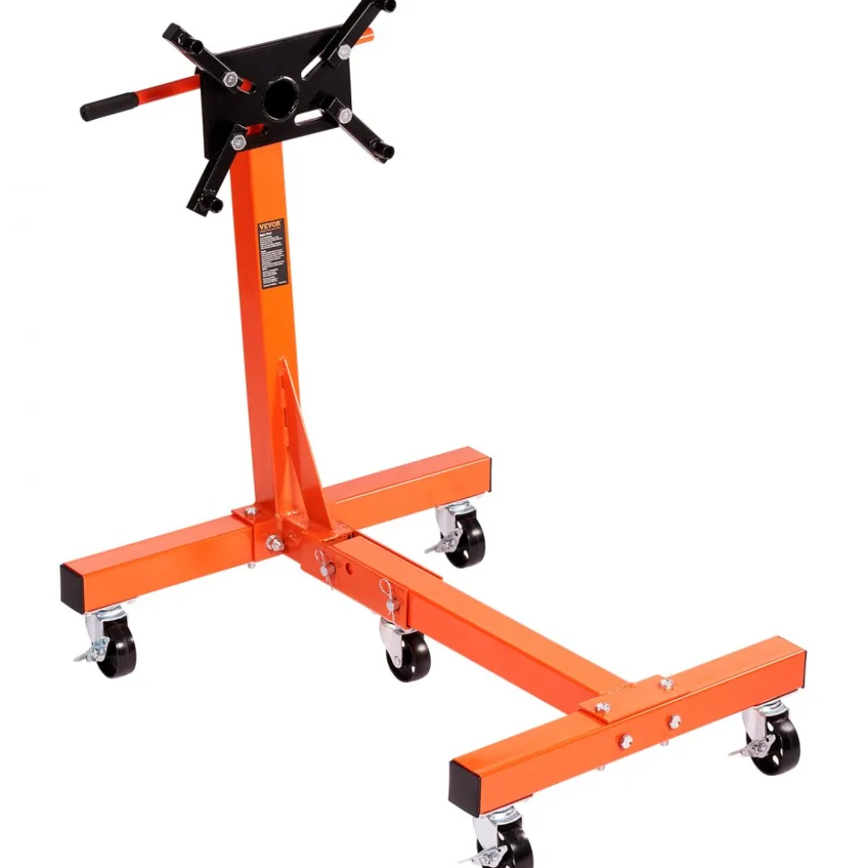 VEVOR Engine Stand, 1500 lbs (3/4 Ton) Rotating Engine Motor Stand with 360 Degree Adjustable Head, Cast Iron Folding Motor Hoist Dolly, 5-Caster, 4 Adjustable Arms, for Vehicle Maintenance