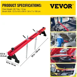 VEVOR Engine Support Bar 1100 Lbs Capacity Engine Transverse Bar Engine Hoist 2 Point Lift Holder Hoist Dual Hooks, Engine Hoist Keeps Engine Stable for Home Garages & Auto Repair Shop