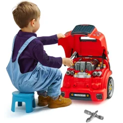 VEVOR Engine Toy, 60 Pieces, Kids Mechanic Car Repair Set with Removable Parts, Lights and Sounds, Steering Wheel and Horn, Kids Mechanic Workshop Set for Toddler Ages 3 Years and Up, Red