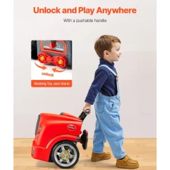 VEVOR Engine Toy, 60 Pieces, Kids Mechanic Car Repair Set with Removable Parts, Lights and Sounds, Steering Wheel and Horn, Kids Mechanic Workshop Set for Toddler Ages 3 Years and Up, Red