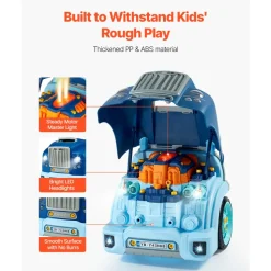 VEVOR Engine Toy, 60 Pieces, Kids Mechanic Car Repair Set with Removable Parts, Lights and Sounds, Steering Wheel and Horn, Kids Mechanic Workshop Set for Toddler Ages 3 Years and Up, Blue