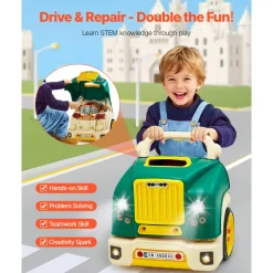 VEVOR Engine Toy, 60 Pieces, Kids Mechanic Car Repair Set with Removable Parts, Lights and Sounds, Steering Wheel and Horn, Kids Mechanic Workshop Set for Toddler Ages 3 Years and Up, Green