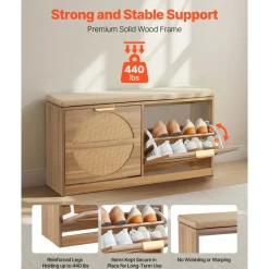 VEVOR Entryway Shoe Storage Bench 38.9