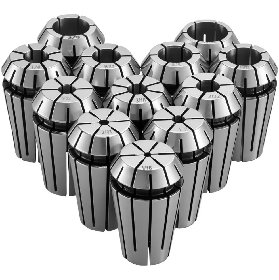VEVOR ER16 Collet Set 1/16"-13/32" 12 Piece ER16 Spring Collet Chuck Set, for CNC Milling Machines & Drill Presses, 0.0008" TIR High Concentricity, Lathe Chuck Tool with Storage Case, Alloy Steel