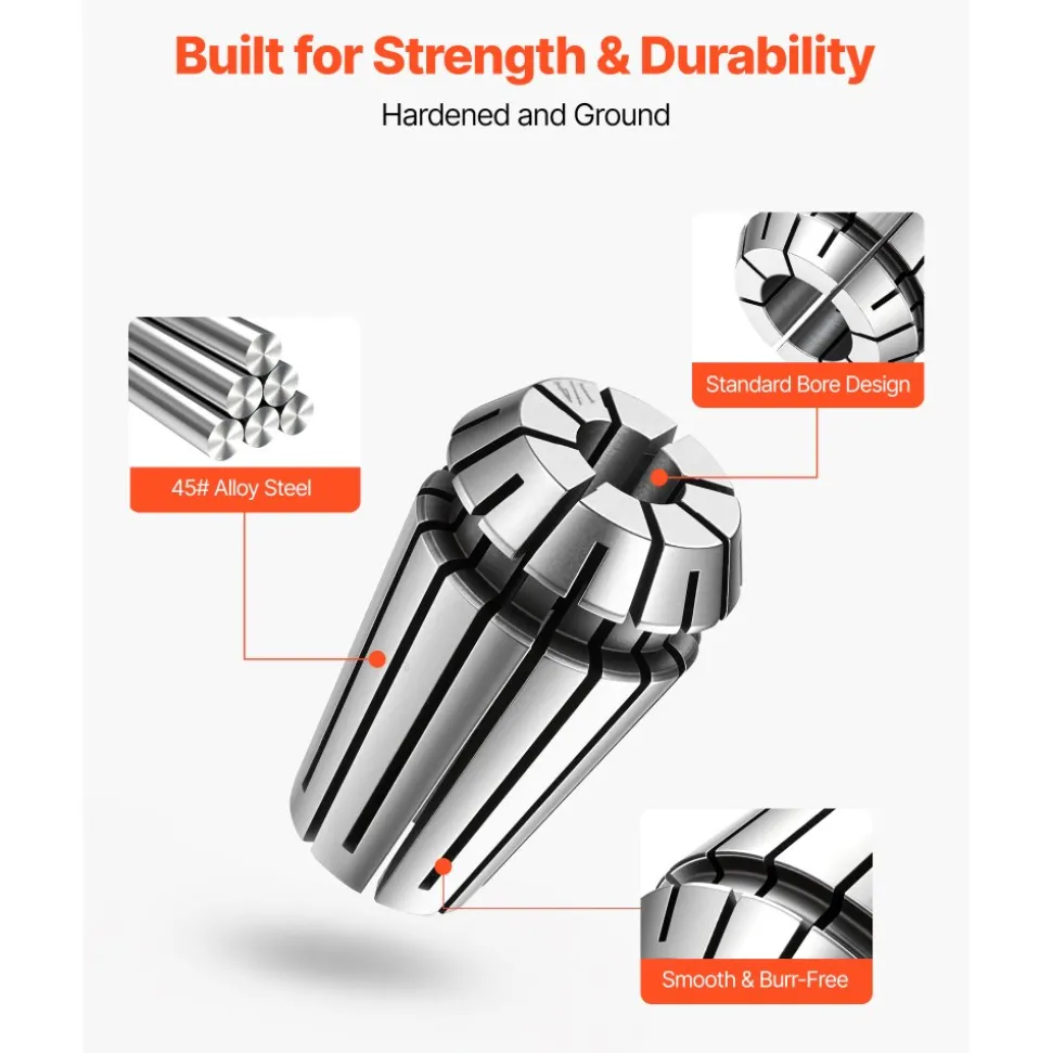 VEVOR ER16 Collet Set 1/16"-13/32" 12 Piece ER16 Spring Collet Chuck Set, for CNC Milling Machines & Drill Presses, 0.0008" TIR High Concentricity, Lathe Chuck Tool with Storage Case, Alloy Steel