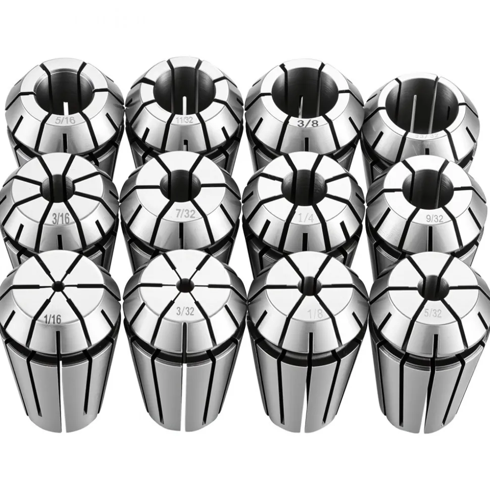 VEVOR ER16 Collet Set 1/16"-13/32" 12 Piece ER16 Spring Collet Chuck Set, for CNC Milling Machines & Drill Presses, 0.0008" TIR High Concentricity, Lathe Chuck Tool with Storage Case, Alloy Steel