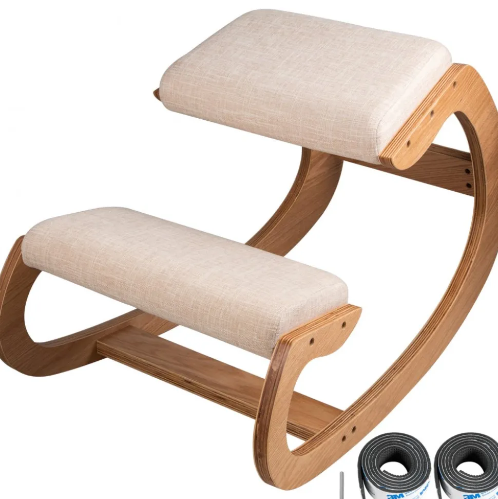VEVOR Ergonomic Kneeling Chair with Backrest & Wheels, Mobile X-Shaped Posture Knee Chair with Adjustable Height & Thick Foam Cushions, Relief for Neck or Back Pain for Home, Office, Meditation, Black
