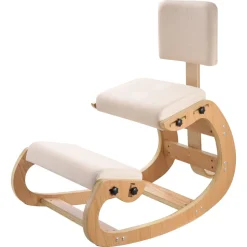 VEVOR Ergonomic Kneeling Chair, Wooden Posture Knee Chair with Adjustable Thick Foam Cushions, Backrest and Wood Frame, Adjustable Height, Relief for Neck or Back Pain for Home, Office or Meditation