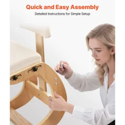 VEVOR Ergonomic Kneeling Chair, Wooden Posture Knee Chair with Adjustable Thick Foam Cushions, Backrest and Wood Frame, Adjustable Height, Relief for Neck or Back Pain for Home, Office or Meditation