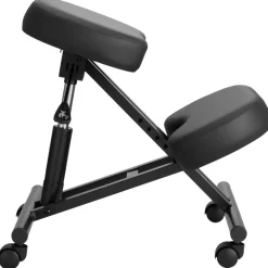 VEVOR Ergonomic Kneeling Chair with Wheels, Mobile X-Shaped Posture Knee Chair with Adjustable Height & Thick Foam Cushions, Natural Relief for Neck or Back Pain for Home, Office or Meditation, Black