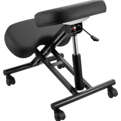VEVOR Ergonomic Kneeling Chair with Wheels, Mobile X-Shaped Posture Knee Chair with Adjustable Height & Thick Foam Cushions, Natural Relief for Neck or Back Pain for Home, Office or Meditation, Black