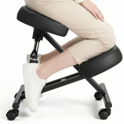 VEVOR Ergonomic Kneeling Chair with Wheels, Mobile X-Shaped Posture Knee Chair with Adjustable Height & Thick Foam Cushions, Natural Relief for Neck or Back Pain for Home, Office or Meditation, Black