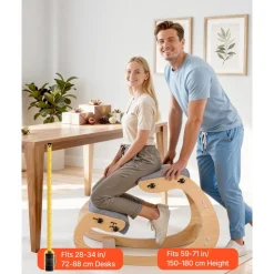 VEVOR Ergonomic Kneeling Chair, Wooden Posture Knee Chair with Adjustable Thick Foam Cushions & Solid Wood Frame, Adjustable Height, Relief for Neck or Back Pain for Home, Office or Meditation, Black