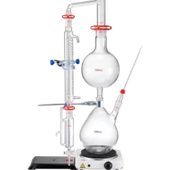 VEVOR Essential Oil Distillation Kit, 2000ml Distillation Apparatus, 3.3 Boro Lab Glassware Distillation Kit with 1000W Heating Plate and 24, 40 Joint, 28 pcs Set