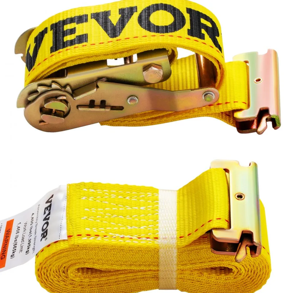 VEVOR E Track Ratchet Strap, 18PCS 2" x 15' E-Track Straps 4400 LBS Breaking Strength, with Polyester Webbing & Spring Fitting & Ratchets, Durable Tie-Downs for Motorcycles, Tire, Trailer Loads