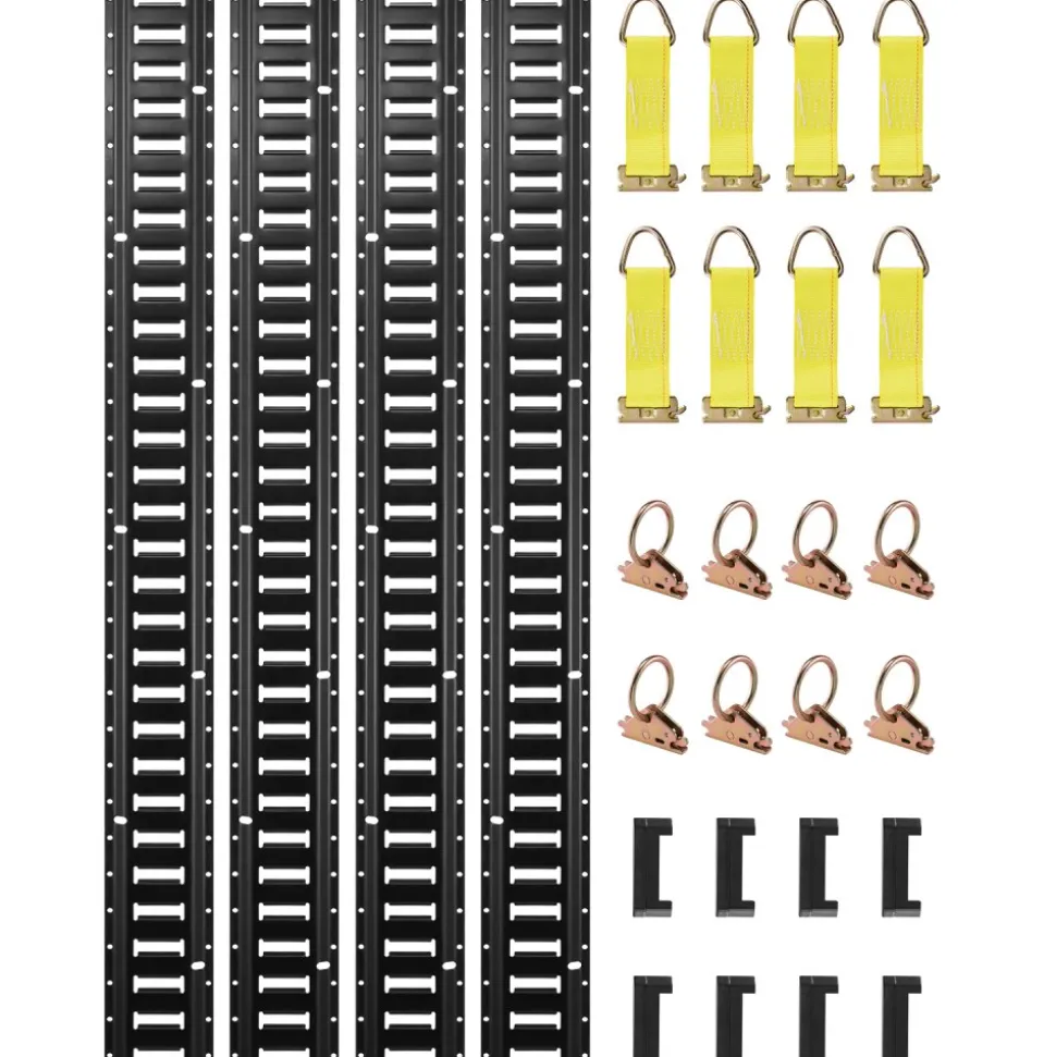VEVOR E Track Tie Down Rail Kit, 5' Steel Rails, 4 Pack, Secure Cargo & Heavy Loads Up to 2000 lbs, Heavy Duty Etrack Rails with Screws for Garages, Vans, Trailers, Motorcycle Tie Downs, ATV Mountings