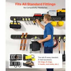 VEVOR E-Track Tie-Down Rails, 4 Pack, 7.7 ft E Track Rails Secures Cargo & Heavy Loads Up to 2,000 lbs, Trailer Tie-Down System Suitable for Garages, Vans, Motorcycle Tie Downs, ATV Mountings