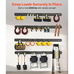 VEVOR E-Track Tie-Down Rails, 4 Pack, 7.7 ft E Track Rails Secures Cargo & Heavy Loads Up to 2,000 lbs, Trailer Tie-Down System Suitable for Garages, Vans, Motorcycle Tie Downs, ATV Mountings